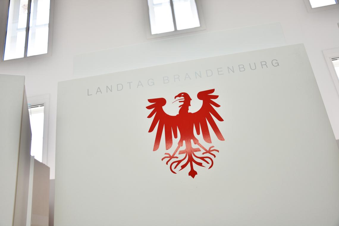 Rednerpult im Plenarsaal des Landtages