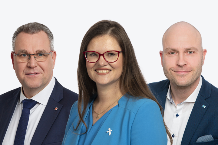 Die Vizepräsidenten des Landtages Brandenburg, (v. l. n. r.) Rainer Genilke, Dr. Jouleen Gruhn und Daniel Münschke.